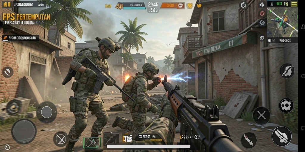 Tampilan gameplay seru dengan aksi tembak-menembak intens.
