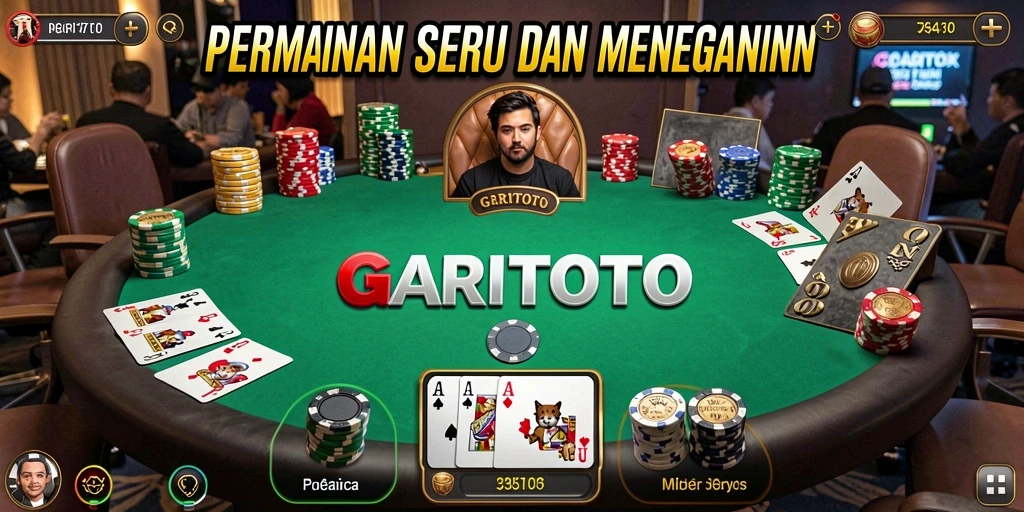 Screenshot gameplay GARITOTO yang menunjukkan aksi poker yang intens.