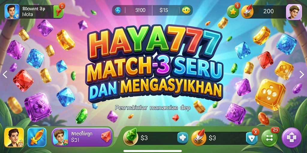 Gameplay HAYA777 yang penuh warna dan seru saat mencocokkan permata.