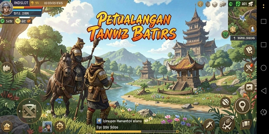 Screenshot gameplay INDSLOT yang menunjukkan petualangan di dunia terbuka.