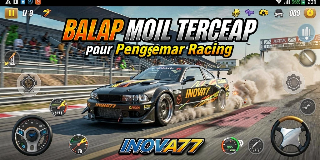 Gameplay balap yang mengasyikkan di INOVA77 dengan mobil berkecepatan tinggi.