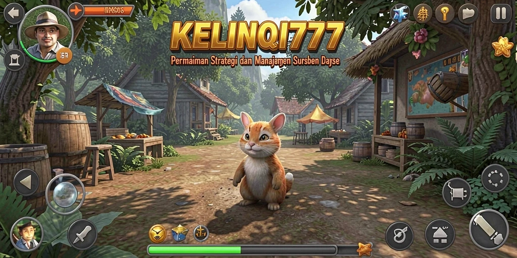 Screenshot gameplay KELINCI777 menampilkan peternakan kelinci yang ramai dan penuh warna.