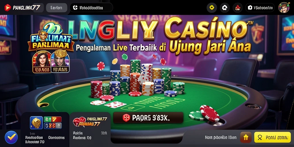 Screenshot PANGLIMA77 yang menampilkan dealer langsung dan gameplay seru.