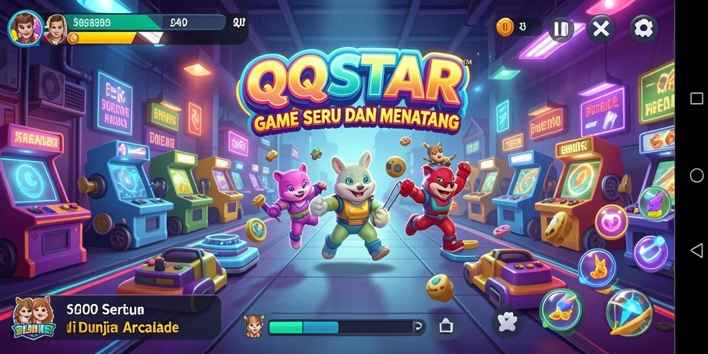 Screenshot gameplay QQSTAR menampilkan aksi seru dan tantangan Arcade.