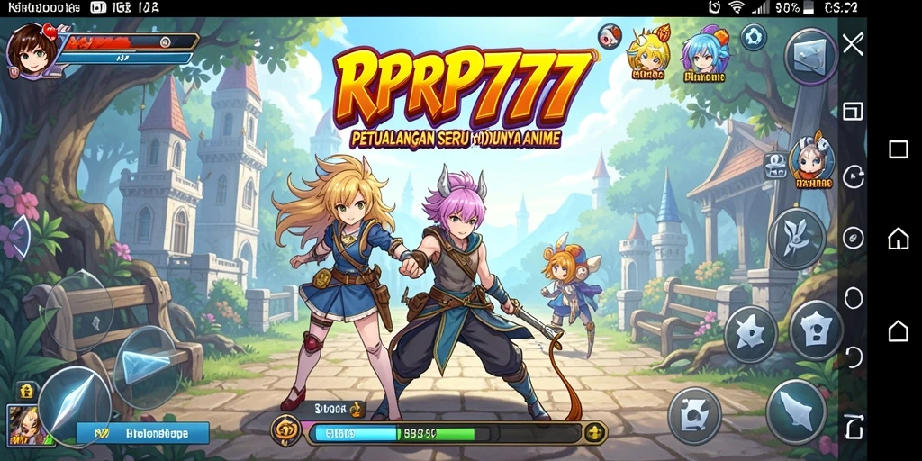 Tampilan gameplay seru RPRP777 dengan karakter Anime beraksi.