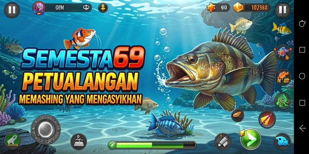 Tampilan gameplay menarik dalam game memancing SEMESTA69.