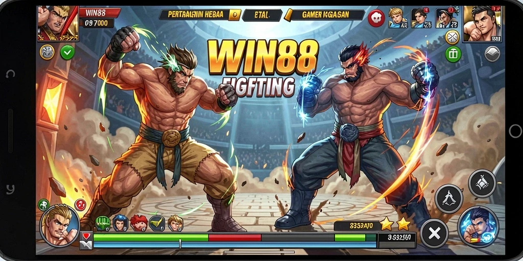 Tampilan pertarungan intens dan keren dari gameplay WIN88.